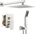 SR SUN RISE 12 Inches Bathroom Luxury Rain Mixer Shower Combo Set Wall Mounted Rainfall Shower Head System Brushed Nickel Finish Shower Faucet Rough-In