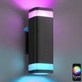 SHIMR Smart RGB Outdoor Wall Light, WiFi App Control Color Changing Up Down Exterior Sconce with Dusk to Dawn Sensor, Waterproof LED Wall Mount Light Fixture, Works with Alexa & Google, Black Finish