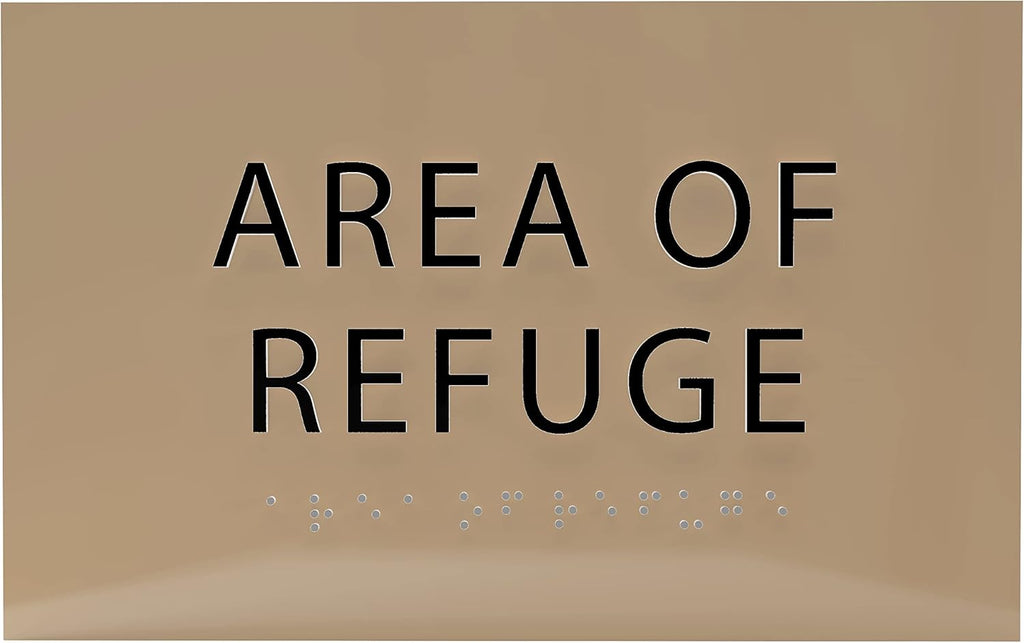 6" X4" Area of Refuge Sign - ADA Compliant Tactile Graphics Grade 2 Braille Text | Wall Mount Plastic Signs for Shopping Malls, Offices, Hotels, Schools, Apartments & Restaurants