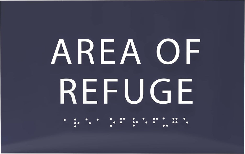 6" X4" Area of Refuge Sign - ADA Compliant Tactile Graphics Grade 2 Braille Text | Wall Mount Plastic Signs for Shopping Malls, Offices, Hotels, Schools, Apartments & Restaurants