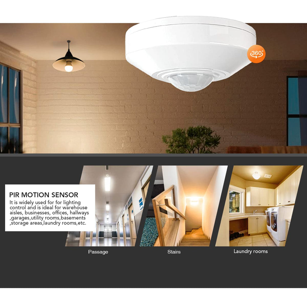 RAYZEEK Ceiling Mount Motion Sensor,360 Motion Sensor,110V-265V,1100W,Occupancy Sensor Switch for Ceiling, 8-12M High Sensitive Motion Sensor Light Switch,PC Fireproof(5A,Neutral Wire Required)