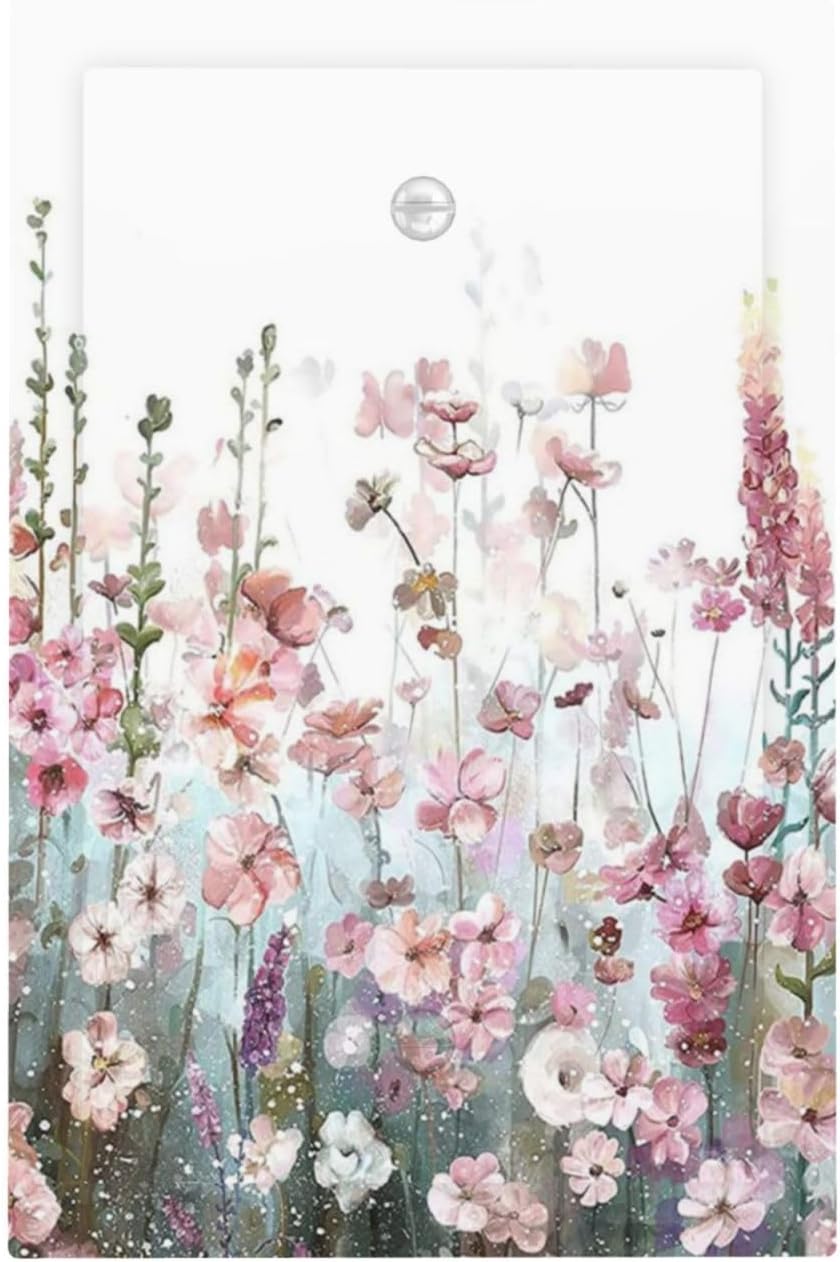 Colorful Flowers Pink Floral Watercolor Plant Light Switch Cover Plate 1 Gang No Device Blank Electrical Wall Plates Faceplate Decorative Switch Plate for Bed Room Living Room Decor