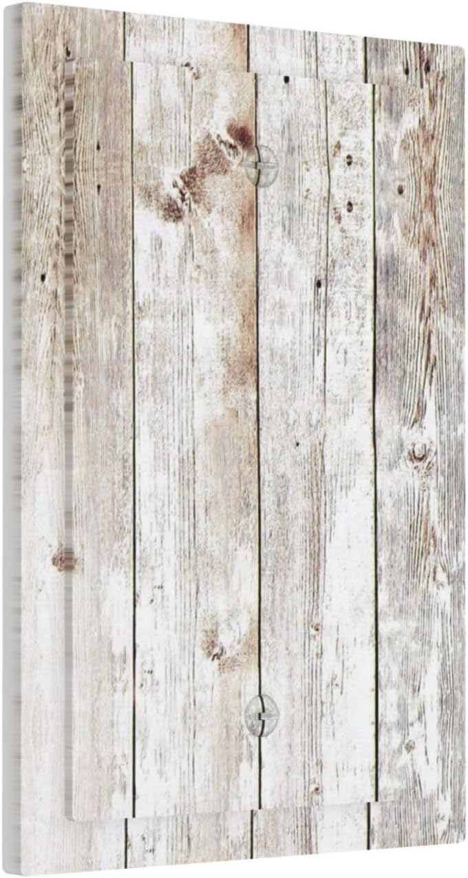 Vintage Light Wood Retro Rustic White Gray Oak Print Light Switch Cover Plate 1 Gang No Device Blank Electrical Wall Plates Faceplate Decorative Switch Plate Covers for Farmhouse Home Decor