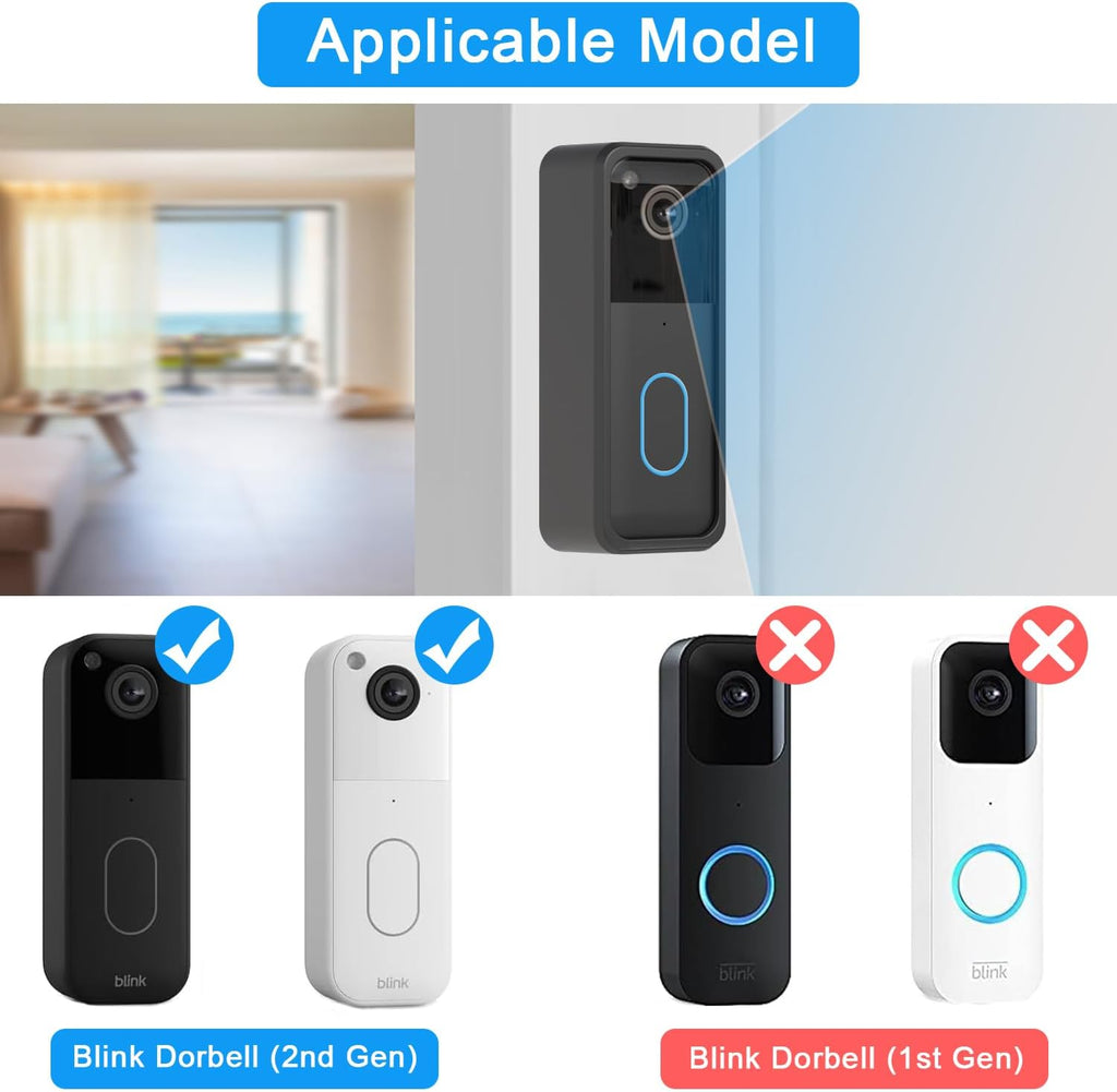 Adhesive Blink Doorbell Mount for All-New Blink Video Doorbell Camera(2nd Gen) Only, Not Block Doorbell Sensor, Camera Door No-Drill Mounting Bracket, Accessories for Blink Doorbell Security System