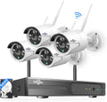 [500G Hard Drive] Hiseeu 5MP Wireless Security Camera System with One-Way Audio,4Pcs 5MP Outdoor/Indoor WiFi Surveillance Cameras, HD Video,Night Vision, Weatherproof,Motion Detection,DC12V Power Cord