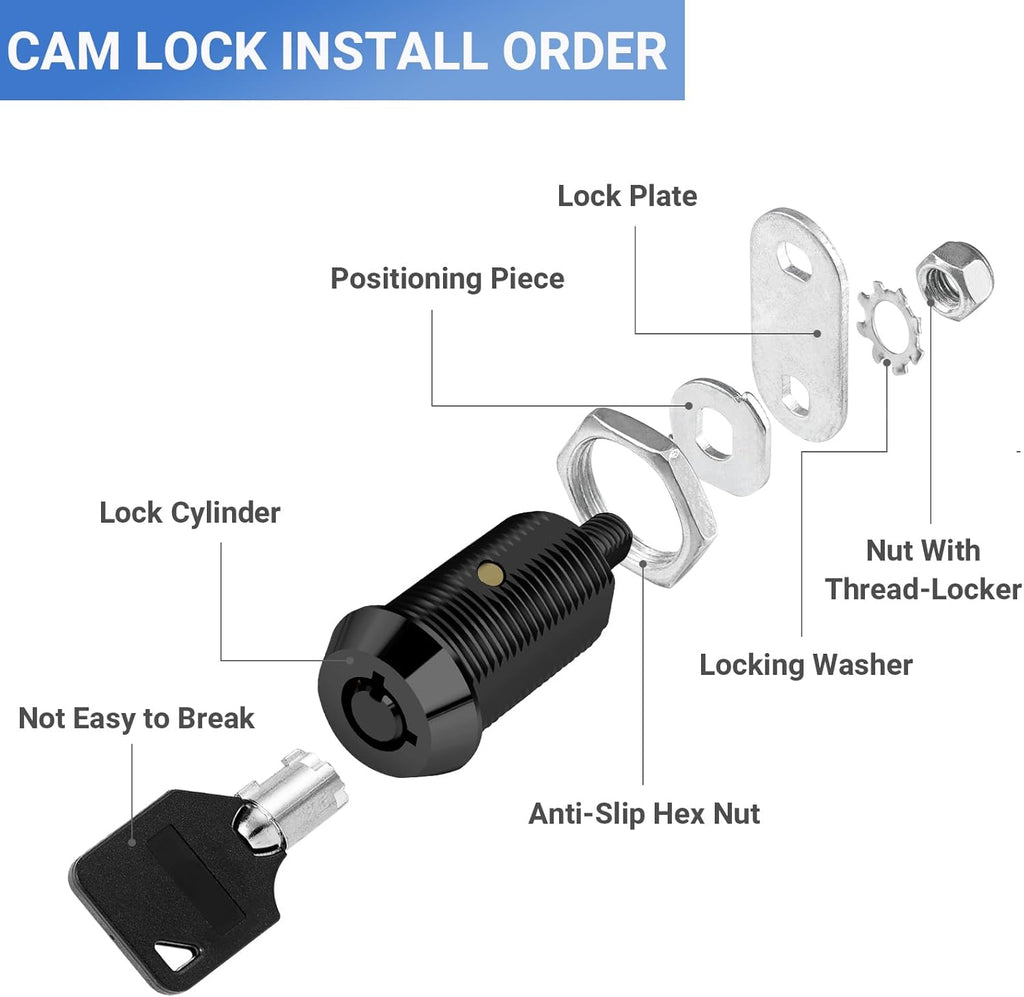 RV Storage Locks, Keyed Alike, 1-1/8' Fits 7/8' Max Door Thickness, Camper Trailer Cabinet Locks (Black 1-1/8 Inch 2Pack)