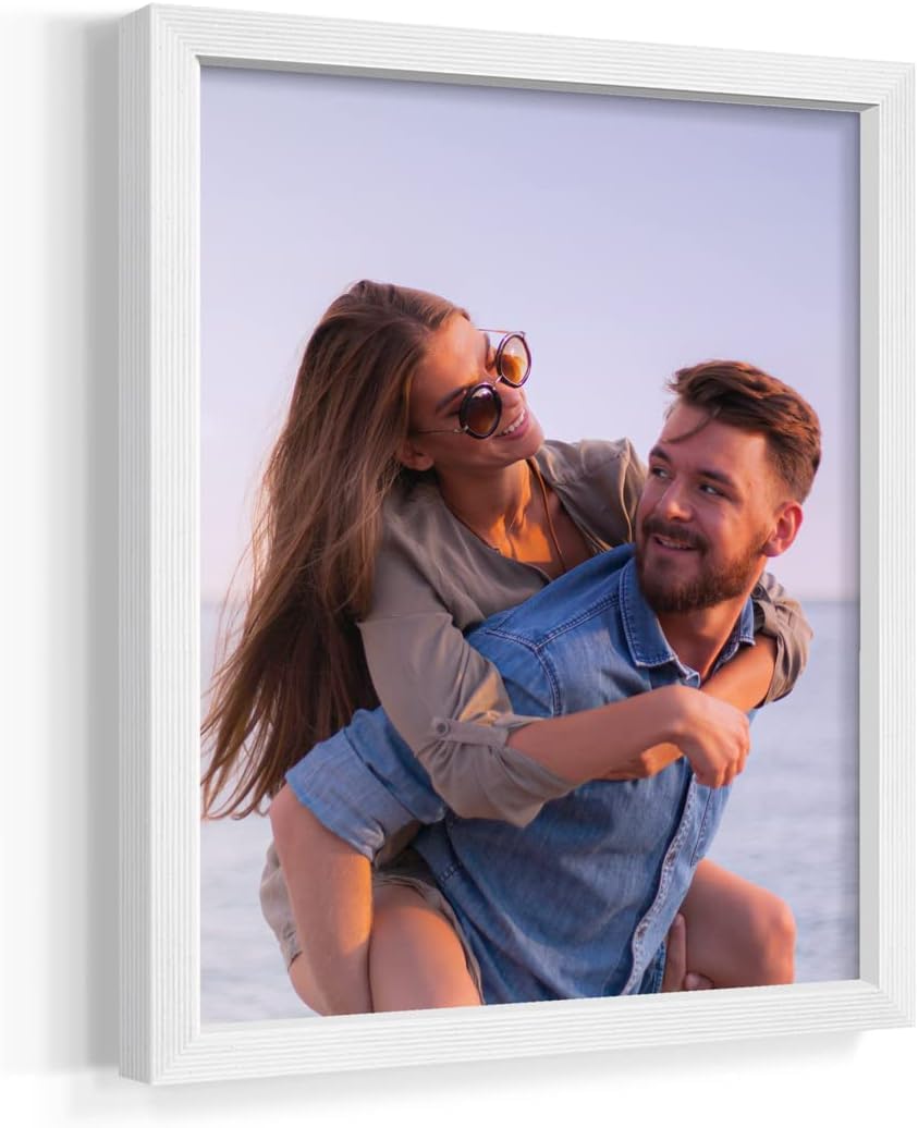 Renditions Gallery Set of 9, 8X10 Custom Photo Prints with Real Wood Picture Frames. Create Personalized Photos with Peel & Stick Photo Frames. White Frame