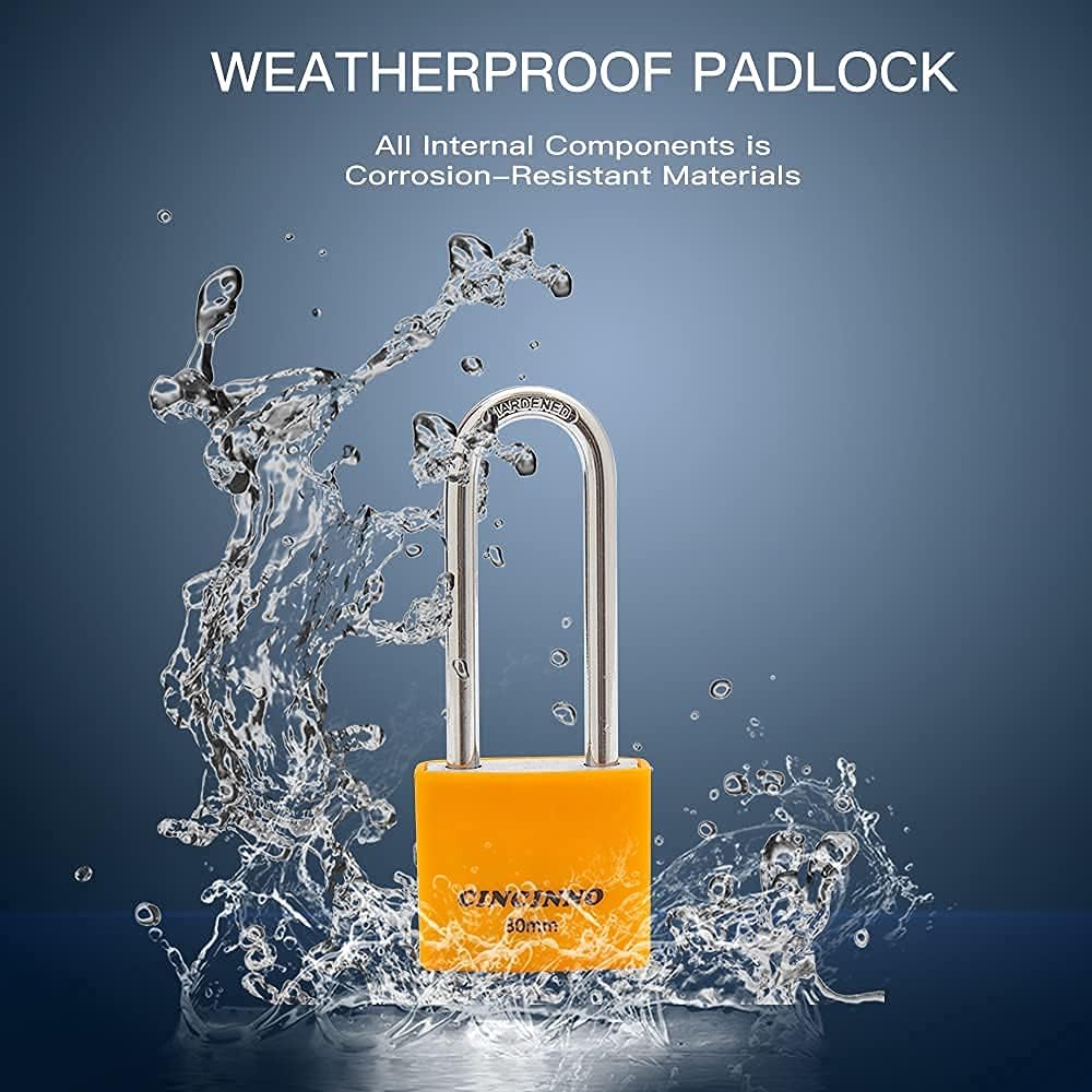 1-3/16 in. Small Aluminum Key Lock，Keyed Alike Padlocks with Long Shackle for School Gym Locker, Toolbox,12 Pack