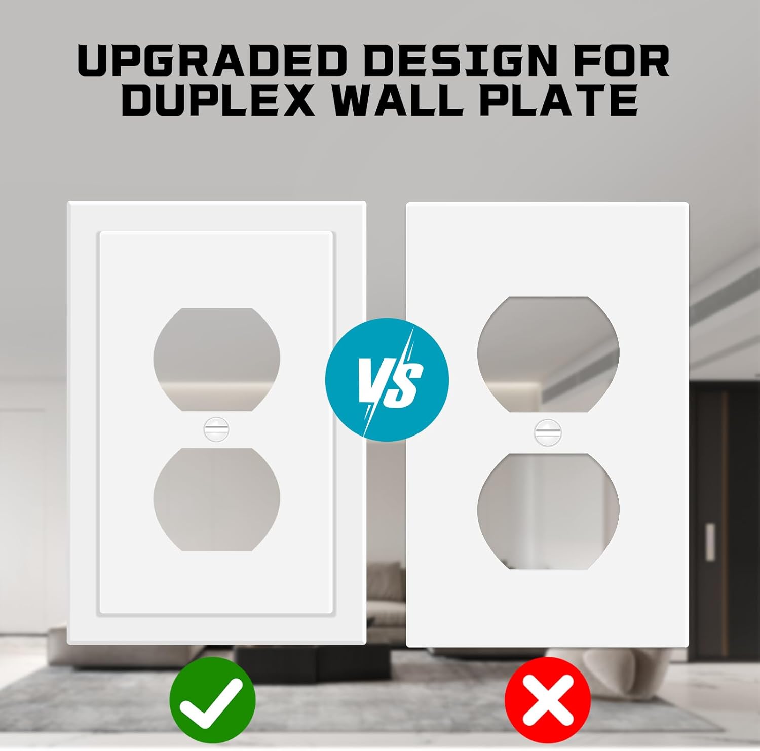 Outlet Covers Wall Plate Electrical Outlet Cover Plates Dual Receptacle Outlet Faceplate for Light Switches, Smart Switch, GFCI, Dimmers, Receptacle, USB Outlet (4 Pack, 1-Gang 4.88X3.18 Inch)
