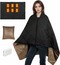Cordless Heated Blanket, Battery Operated Heating Blanket with 10000mAh Battery & 6-Zone Fast Heating Wearable Blanket Throw for Indoor Outdoor, Camping, Travel, Football Game, Machine Washable
