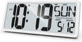 TXL Large Digital Wall Clock with Backlight, 14.2" Battery Operated Alarm Clock with Day, Date & Temperature, Jumbo Display Digital Count Up Down Timer Clock for Seniors, Home, Bedroom Office