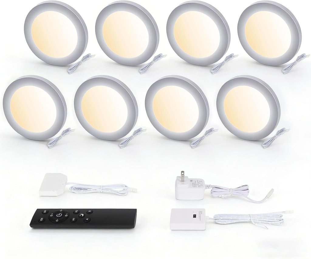 V4light Smart LED Puck Lights,Under Cabinet Lighting Kit with App, Voice, Remote & Hand Control, Works with Alexa & Google Home, Dimmable & Adjustable Color Temperature for Kitchen, Closet, Shelf