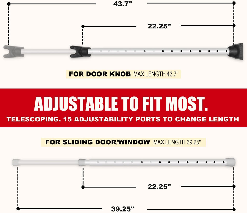 Securityman Door Security Bar with Alarm | Sliding Door Security | Door Stopper (120 dB Extra Loud Alarm) Enjoy Peace of Mind with Durable, Heavy Duty Door Jammer Door Stop Alarm Stick Inside