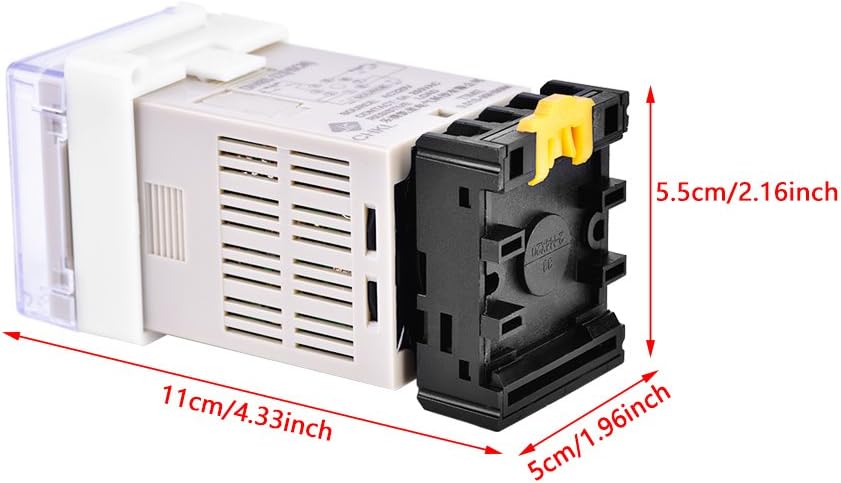 DH48S-2Z 220V Digital Time Relay with Socket Base - Dual Timer Delay (0.01s-99h) - 5A 250VAC Fully Automatic Control Relay - LCD Display Adjustable Buttons for Industrial/Home Automation