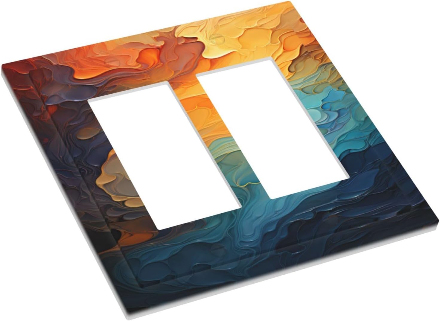 Abstract Colorful Modern Luxury Rainbow Outlet Covers Light Switch Cover Plate 2 Gang Double Rocker Wall Plates Decorative Switch Plates Plug Cover Electrical GFCI Receptacle Cover for Home 4.9 X 5 IN
