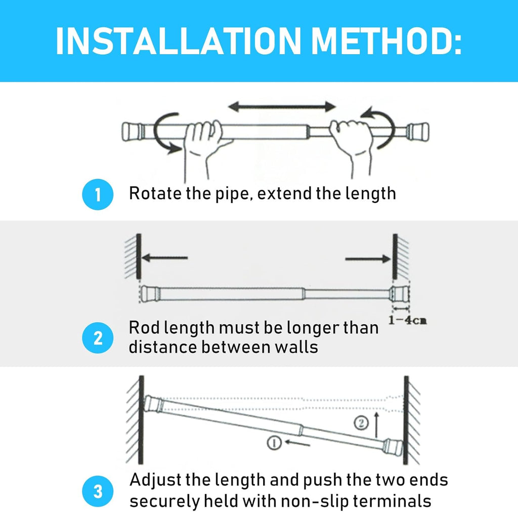 2 Pack White Tension Rod 16 To 26 Inch Spring Tension Rod Adjustable Spring Curtain Rods No Drilling Short Curtain Rod Extendable Small Spring Tension Rod for Closet Cupboard Bars Refrigerator