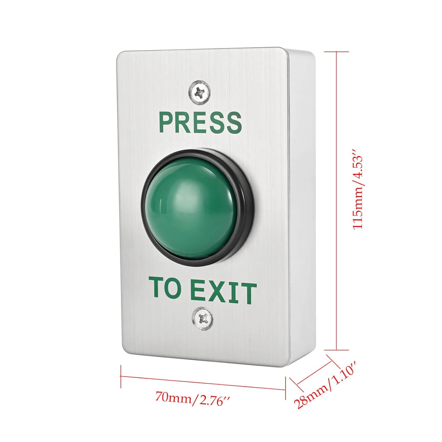 Push to Exit Button for Door Access Control Big Press Button IP68 Waterproof 304 Stainless Steel Shell with Back Mounted Box NO/COM Output