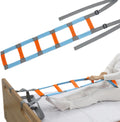 Bed Ladder Assist with Soft Handle Grips Assist Device with Handle Strap Sit Up Hoist Adjustable Length Assistant to Get Out of Bed for Seniors Handicapped Injured（Blue）