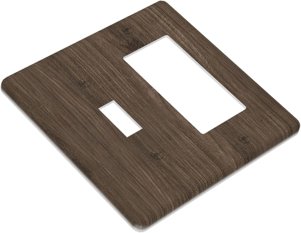 Outlet Covers Rustic Walnut Wood Grain 1 Toggle 1 Rocker Combo Light Switch Cover Plate Decorative Switch Plate Covers Electrical Wall Plate for Farmhouse Cabin Decor