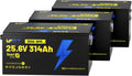 WattCycle 24V 314Ah Lithium Battery 3 Pack, 24V LiFePO4 Battery 300A BMS, LiFePO4 Battery 15000+ Deep Cycles, Rechargable Batteries Built-in Bluetooth, Perfect for Home Energy, RV, Marine, Solar