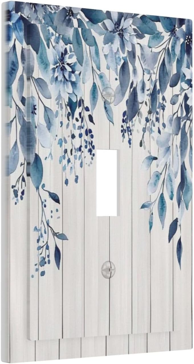 Eucalyptus Rustic Watercolor Plant Decorative Light Switch Cover 1 Gang Single Toggle Device Electrical Faceplate Switchplates Decorator Outlet Wall Plate For Farmhouse Home Decor