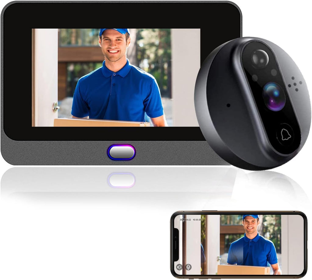Peephole Camera for Apartment Door, WiFi Door Peephole Viewer Video Doorbell 1080P Camera with Monitor 4.3 Inch LCD Screen Motion Detection Night Vision