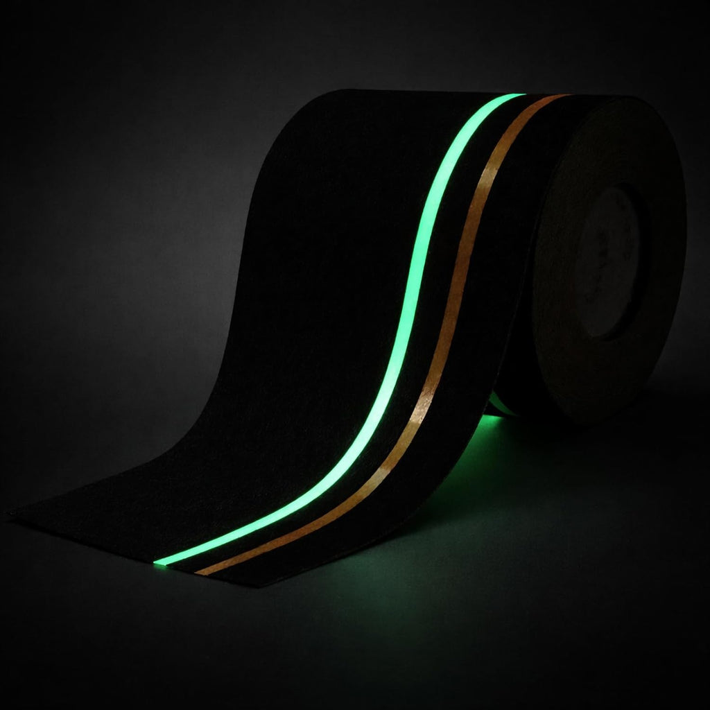 S&X Heavy Duty Anti Slip Tape 6 Inch x 60 Ft, High Traction Non Skid Grip Tape with Reflective & Glow-in-The-Dark Strips, Outdoor Stair Treads Non-Slip for Steps Ramps Boats Decks Long-Lasting