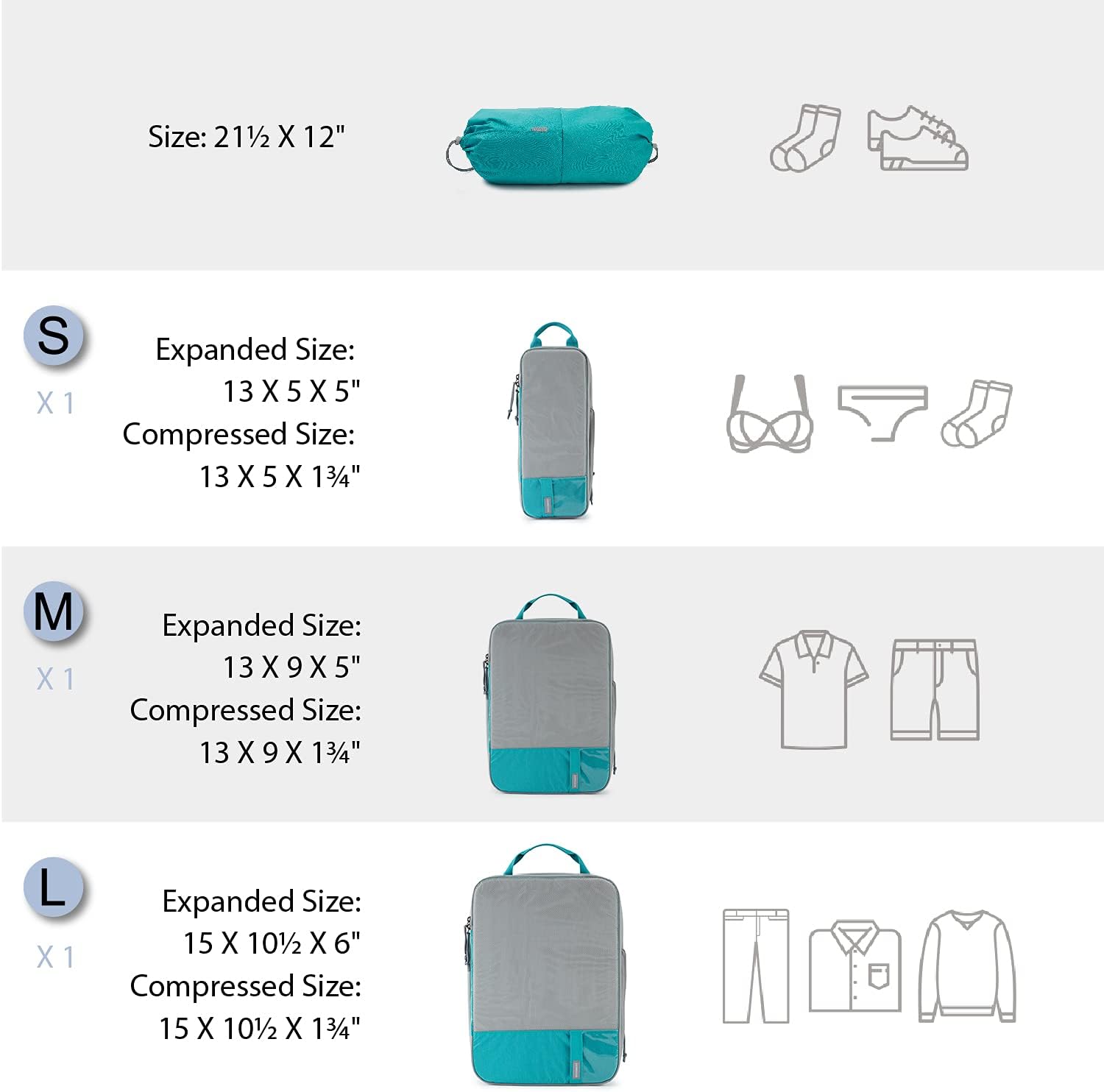 BAGSMART 6 Set /4 Set/2 Set Compression Packing Cubes for Travel, Lightweight Luggage Organizer Bags, Durable Space Saver Bags Travel Essentials
