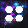 Outer Space Colorful Starry Sky Galaxy Planet Outlet Covers 2 Gang Double Duplex Decorative Light Switch Covers Electrical Wallplates Socket Faceplate for Bed Room Living Room Decor