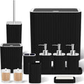 Bathroom Accessory Set - Bathroom Set, 12PC Bathroom Accessories Set, Black Bathroom Accessories Set, Mini Trash Can, Toilet Brush, Trash Can & Soap Dispenser