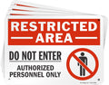 SmartSign (Pack of 4) 7 x 10 inch “Restricted Area - Do Not Enter, Authorized Personnel Only” Metal Sign with Symbol, 40 mil Laminated Rustproof Aluminum, Red, White and Black, Made in USA