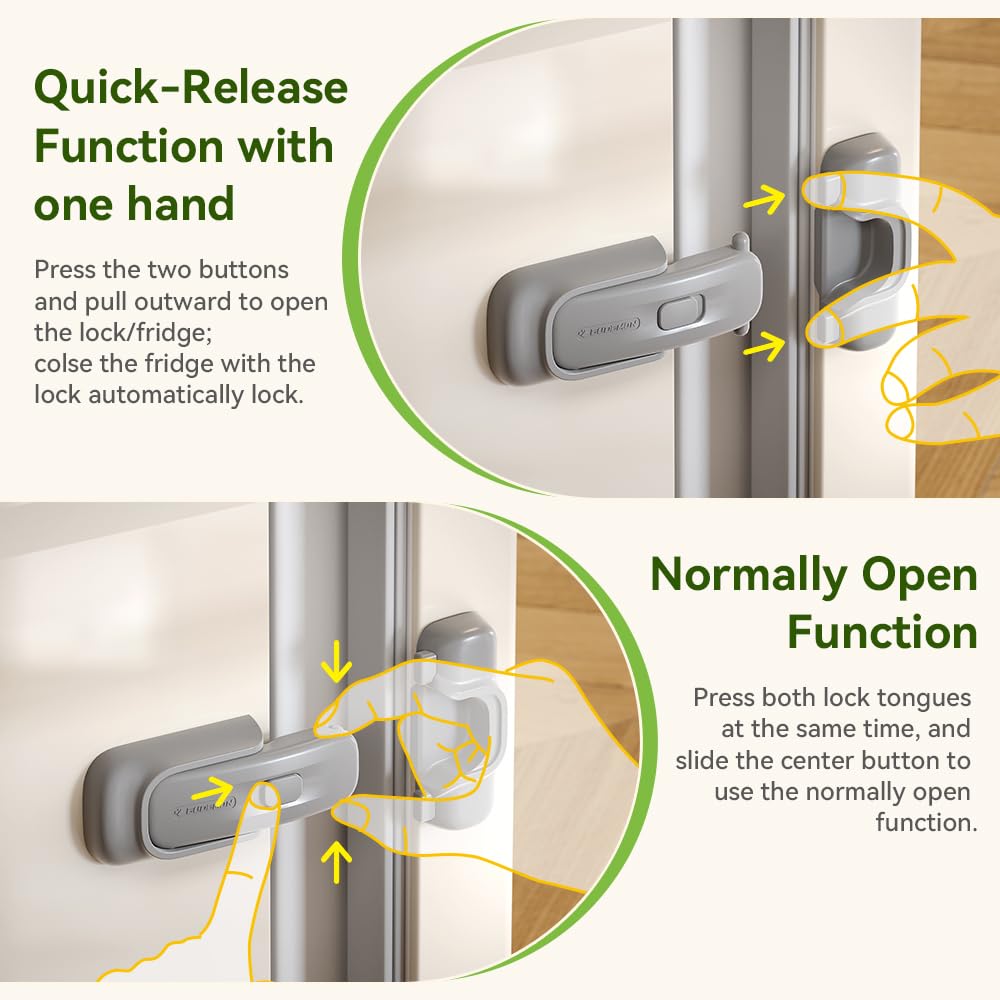EUDEMON 1 Pack Refrigerator Lock, Child Proof Fridge & Freezer Lock for Kids & Toddlers, Easy to Install,no Tool Need or Drill (Grey)