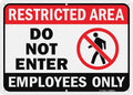 GicnKeuz Large Restricted Area Sign, 14x10 Inches Do Not Enter - Employees Only Signs, Rust Free.40 Reflective Aluminum, Fade Resistant/Waterproof, 6 Pre-drilled Holes (1 Pack)