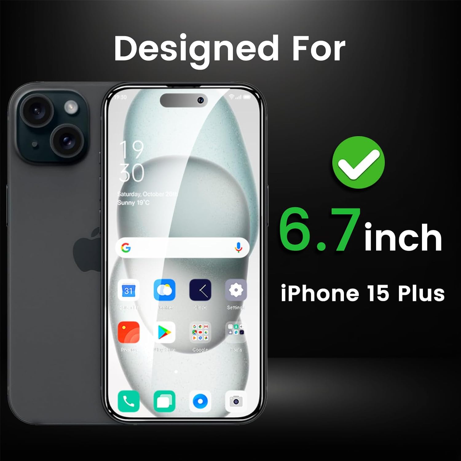 4 Pack Privacy Screen Protector for iPhone 15 Plus 6.7 Inch with 4 Pack Camera Lens Protector, Anti Spy Tempered Glass Film, Anti-Scratch, Touch Sensitive, Case Friendly