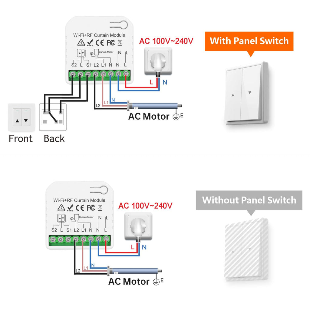DieseRC 5pcs Wireless Smart Roller Shutter Controller with 1pcs RF Remote Control, Compatible with Google Home/Alexa APP Control and Manual Switch, Electric Motor WiFi Switch