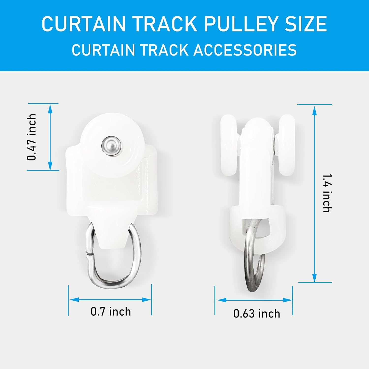 Curtain Track Pulleys, 20PCS White