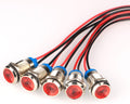 5pcs 10mm LED Metal Indicator Light AC/DC 12-24V Waterproof Signal Lamp Pilot Dash Directional with Wire(Red)