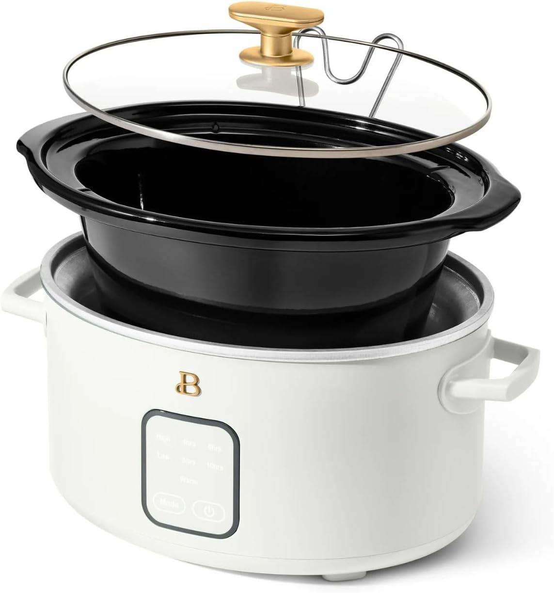 Beautiful 4-Qt Digital Slow Cooker with Smart Touch Screen, Removable Pot, Timer Presets, Ideal for Small Families