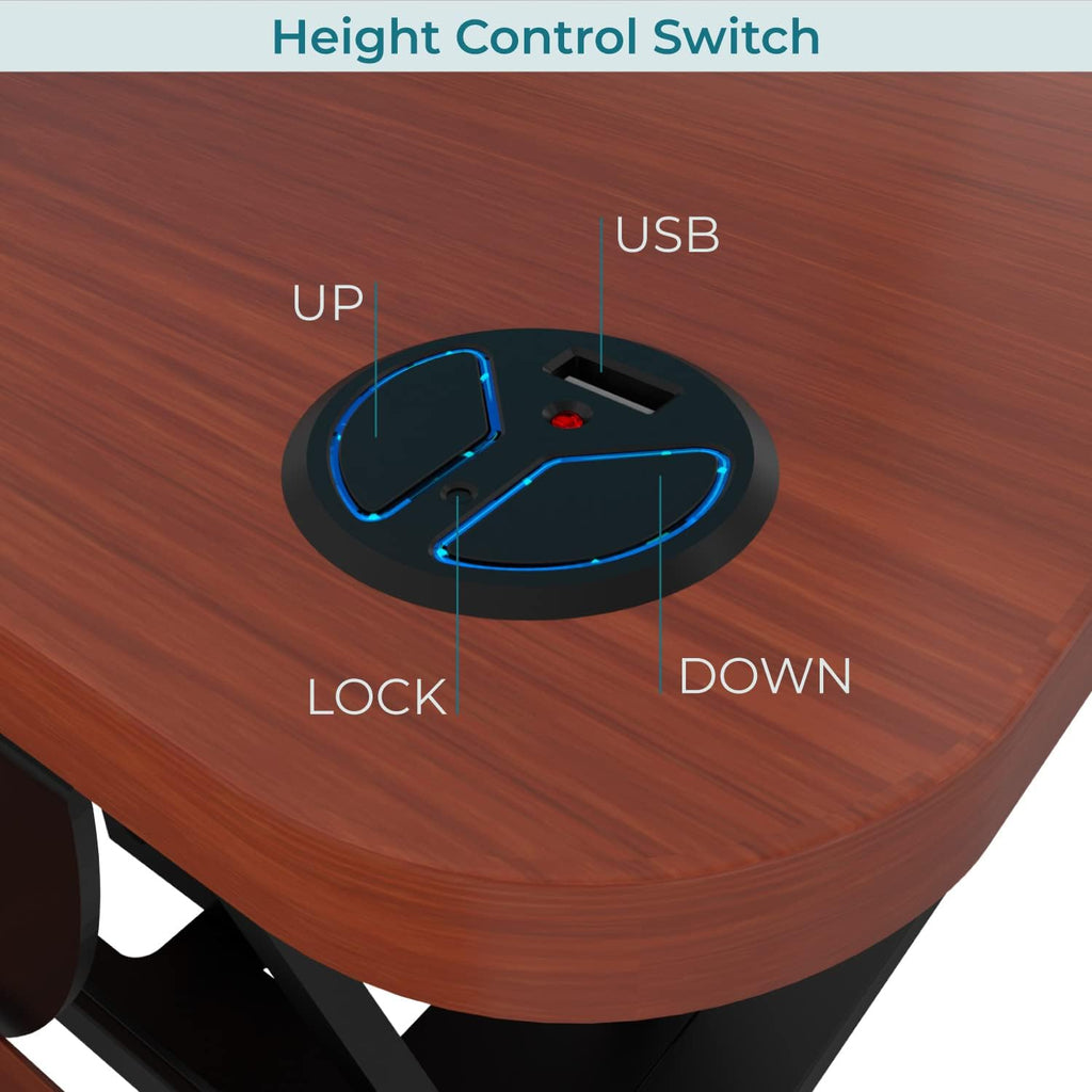 VERSADESK 48 Inch Electric Height Adjustable Ergonomic Desk Converter, PowerPro™ Height Standing Desk Riser, Keyboard Tray, Built-in USB Charging Port, Sit Stand Workstation, Hold 80 lbs, Cherry