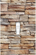 Decorative Light Switch Cover Stone Textured Brown Brick Natural Stone 1 Gang Single Toggle Device Electrical Faceplate Switchplates Decorator Outlet Wall Plate For Farmhouse Cabin Decor