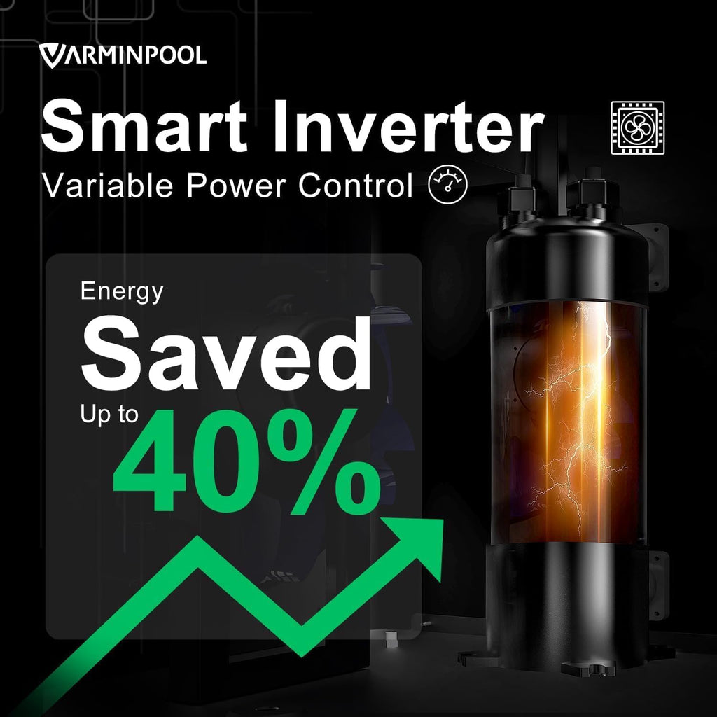 Electric Pool Heater, 30,000 BTU Pool Heat Pump for Above Ground Pools Up to 8000 Gallons, WiFi Control, Titanium Heat Exchanger, 120V, Smart Inverter