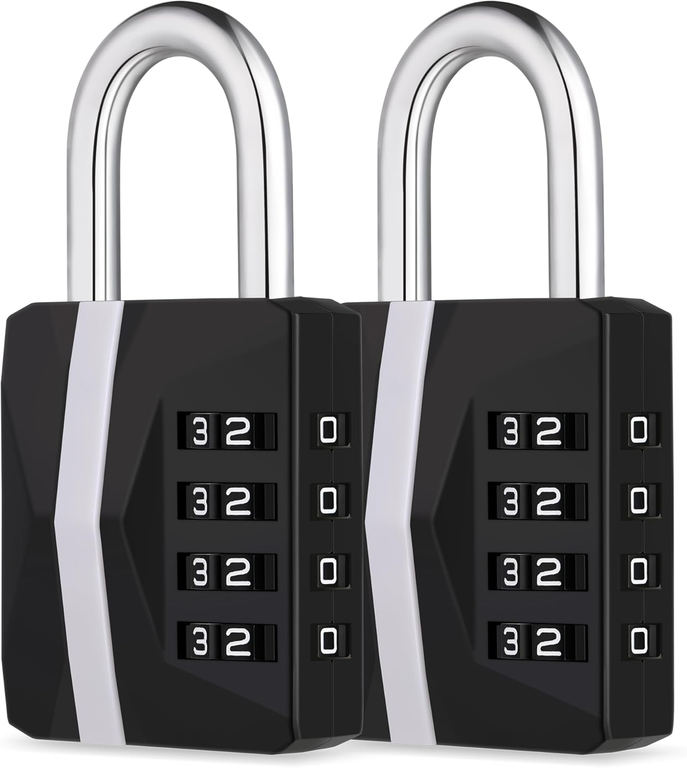ZHEGE Locker Lock, Combination Lock Outdoor Weatherproof, [2023 Upgraded] Big White Number Lock for Gym, School, Toolbox, Fence Gate, Sheds, 4 Digit Padlock Heavy Duty (2 Pack, Black)