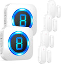 SURFOU Wireless Doorbell Chime with 4 Sensors 2 Receivers,Door Chimes When Door Opens,Door Sensor Chime,Alarms for Business/Home,Digital Doorbell Chime,55 Chimes 5 Volumes,1000FT/300M,IP55 Waterproof
