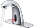 Touchless Bathroom Sink Faucets, Automatic Motion Sensor Sink Faucet with Hole Cover Deck Plate, Chrome Faucet for Bathroom Sink