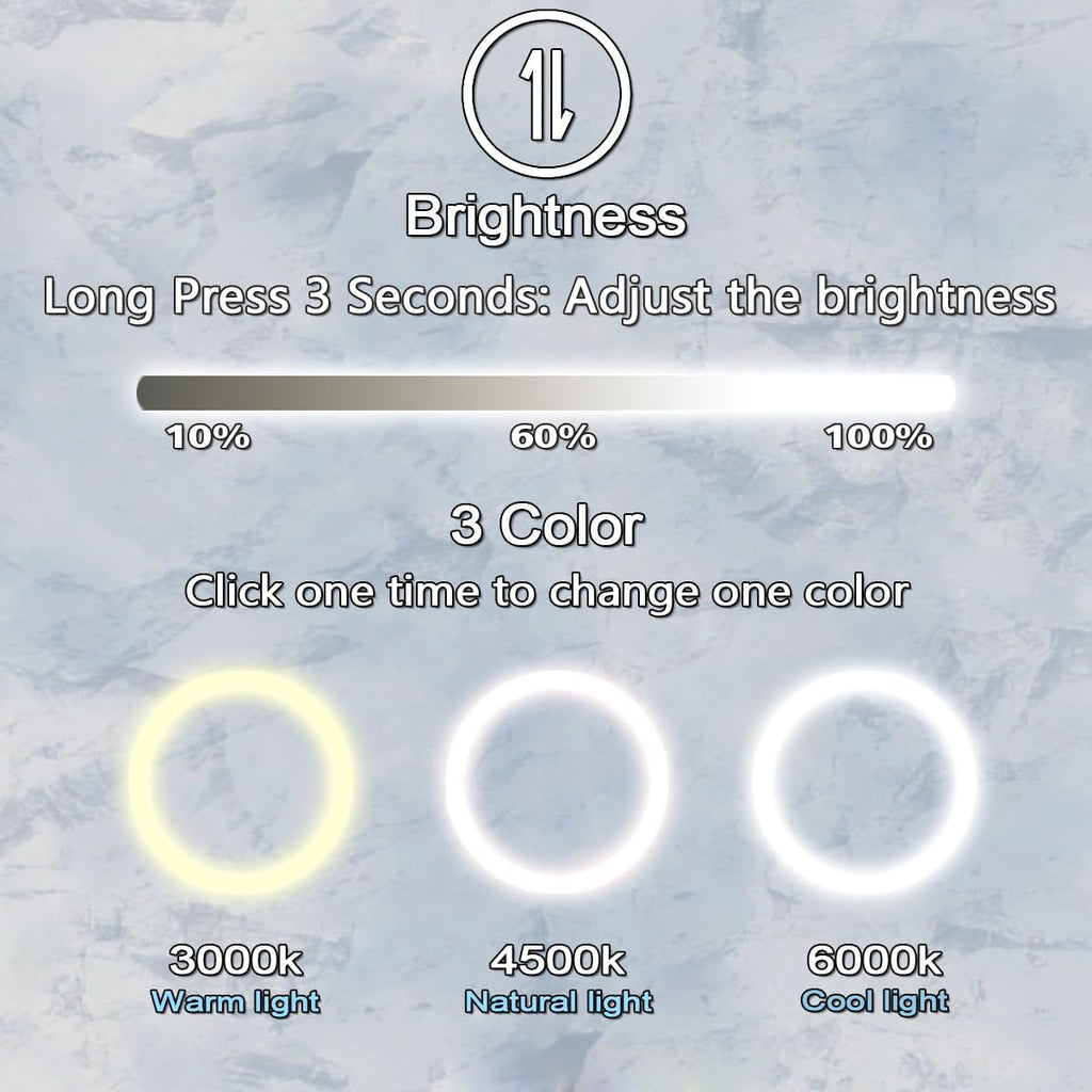 36 x 24 Inch Oval LED Bathroom Mirror with Front Lights Smart Memory 3 Color Adjustable Brightness Anti-Fog 36 Inch Oval Lighted Vanity Mirror for Bathroom Wall Horizontal/Vertical Mounted