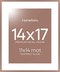 Homeforia 14x17 Picture Frame Mocha, High End Metal 14 x 17 Poster Frames with Mat 11 x 14 for Photo, 14x17 Mocha Frame Matted to 11x14 inch Print, 17x14 Thin Frame, Tempered Glass, Wall Kit, Set of 1
