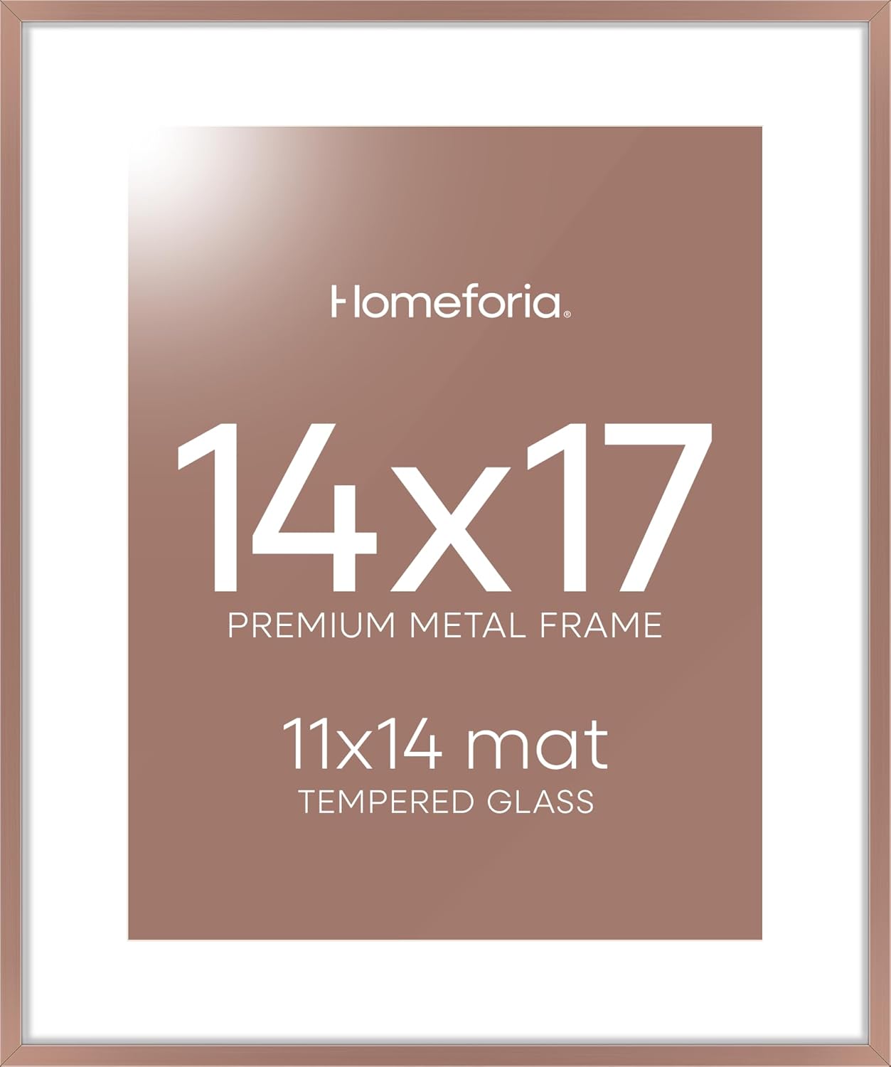 Homeforia 14x17 Picture Frame Mocha, High End Metal 14 x 17 Poster Frames with Mat 11 x 14 for Photo, 14x17 Mocha Frame Matted to 11x14 inch Print, 17x14 Thin Frame, Tempered Glass, Wall Kit, Set of 1