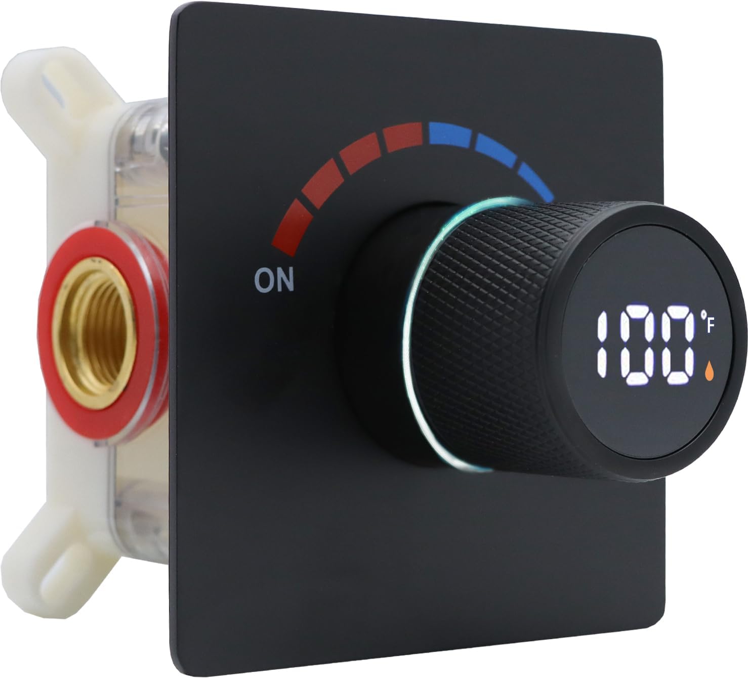 Digital Display Shower Valve Shower Valve Single Way Shower Diverter Valve Shower Mixing Valve Can Use All the Time Matte Black