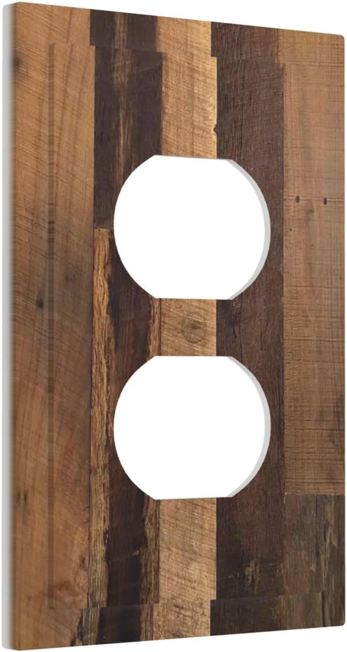 Rustic Brown Wood Vintage Wood Board Outlet Covers 1 Gang Duplex Light Switch Cover Decorative Switch Plates Electrical Receptacle Faceplate Wall Plate For Farmhouse Cabin Decor