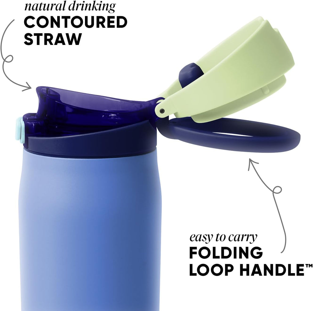 Simple Modern Mesa Loop Water Bottle with Covered Straw and Handle | 24oz Cup Holder Friendly Insulated Stainless Steel Bottles for Travel, Sports and School | Neptune